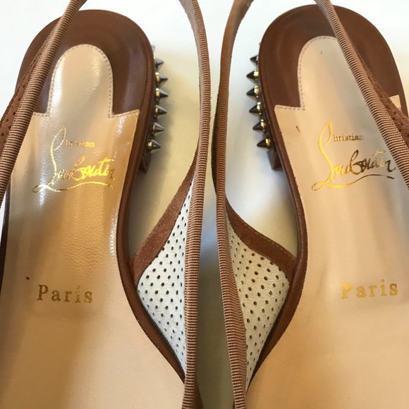 Christian Louboutin Brown Flats with Studded Heel - Picture 9 of 16